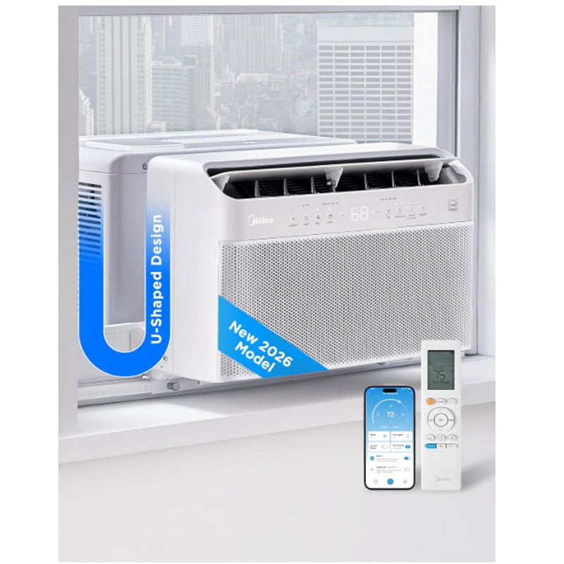 Midea 8,000 BTU U Shaped Window Air Conditioner, Cools up to 350 Sq Ft Ultra Quiet U-Shaped Design
