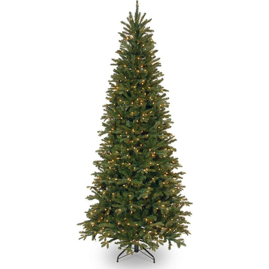 National Tree Company 7.5 ft Pre-Lit Tiffany Fir Slim Artificial Christmas Tree, 600 Clear Lights