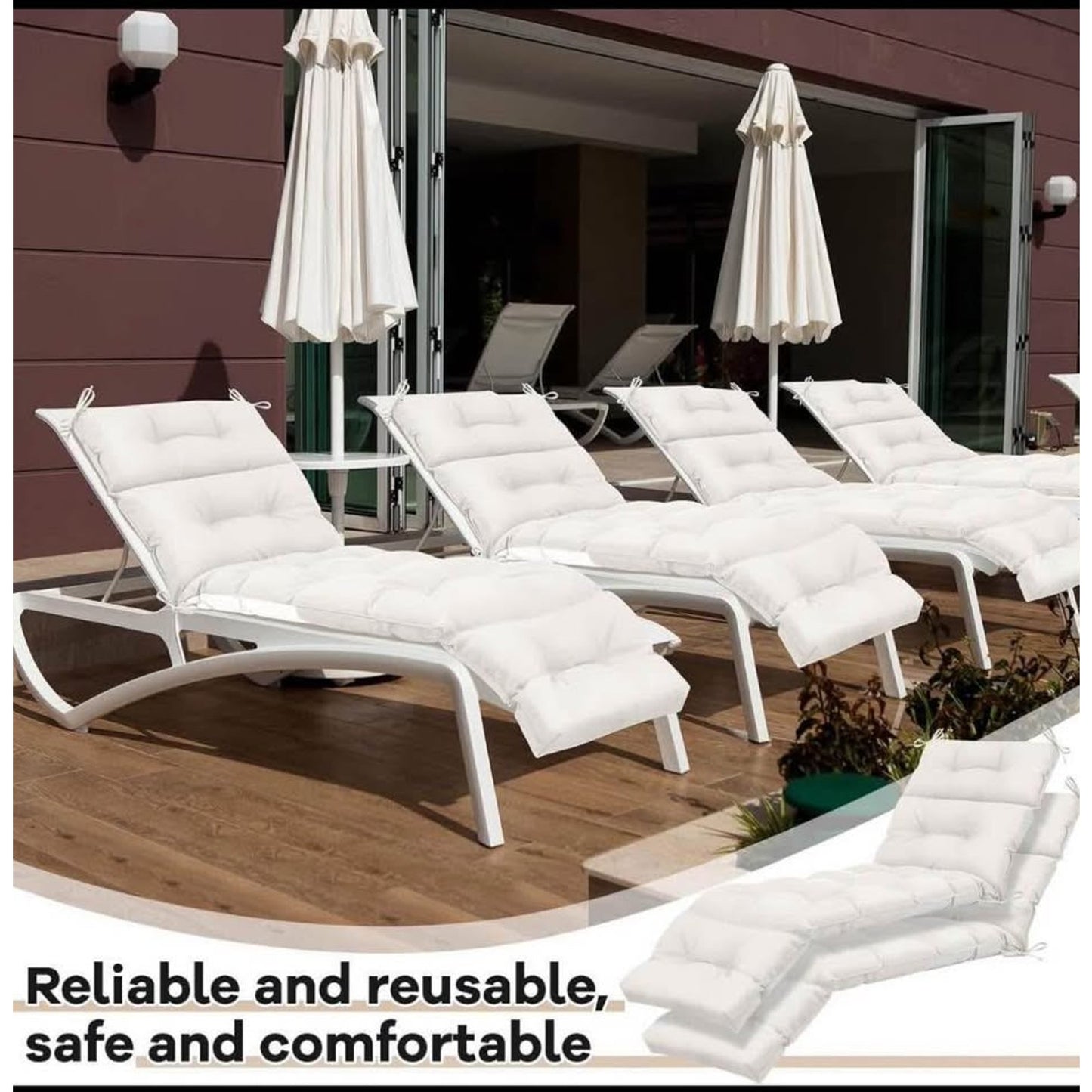Kigley 2 Pcs Chaise Lounge Cushions 75 x 22 x 5 Inches Soft Lounge Chair Cushion Spring/Summer Seaso