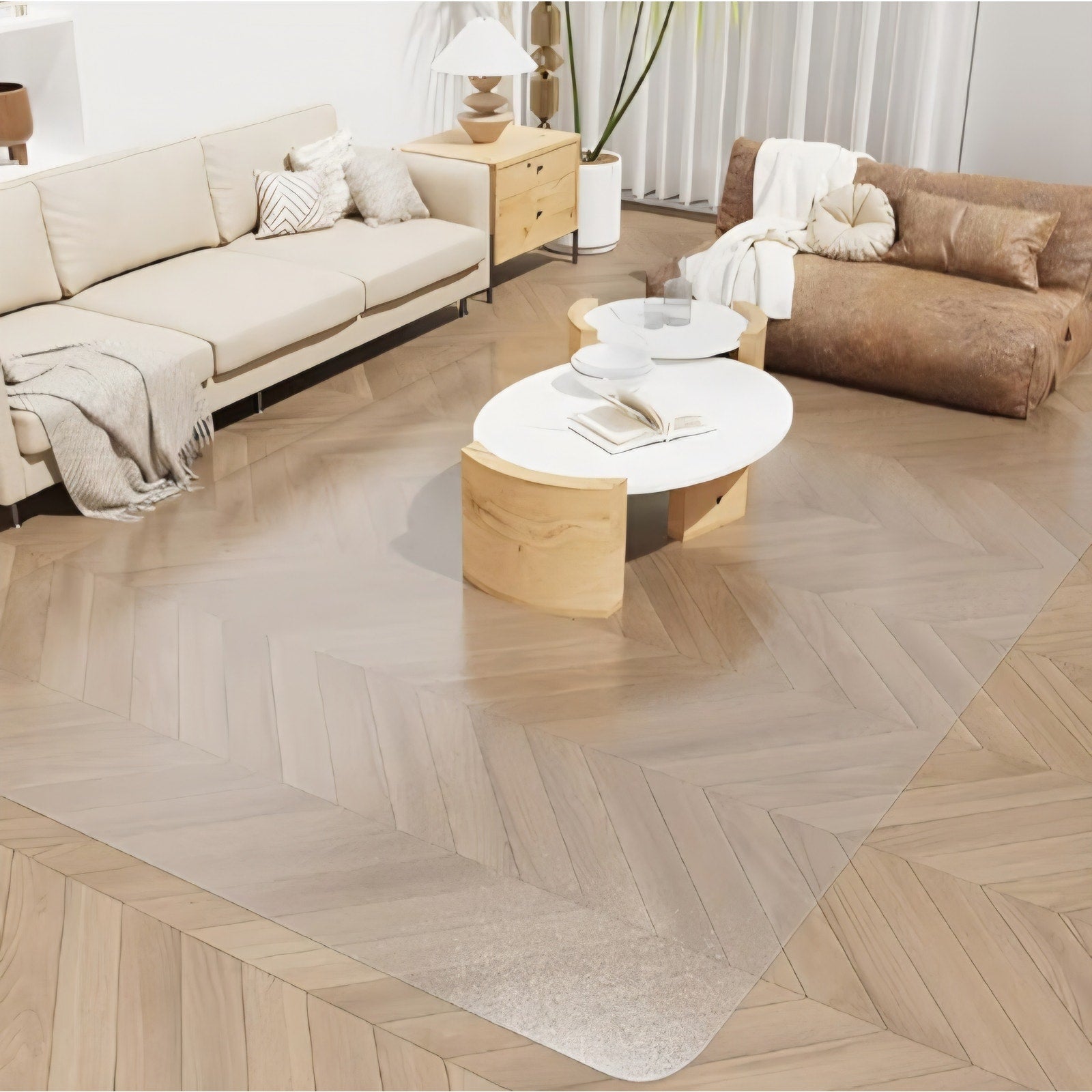 Area Rug for Living Room, 8'x12' Plastic Floor Mat for Home