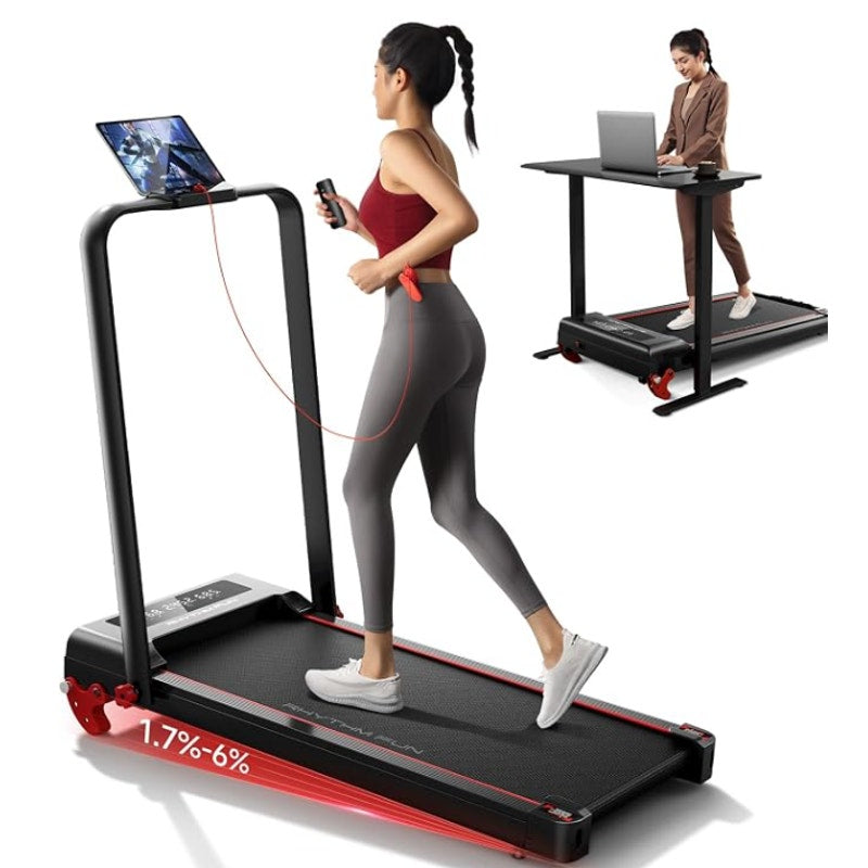 RHYTHM FUN 13% Incline Walking Pad Treadmill with Handles, 6.2MPH, Foldable