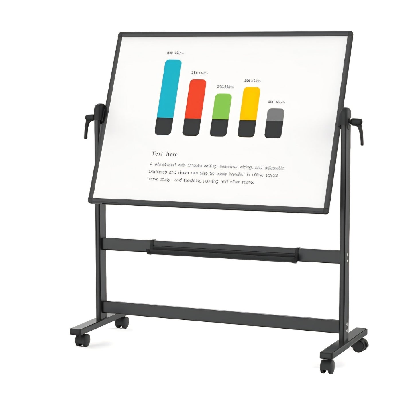 VIZ-PRO Double-Sided Magnetic Mobile Whiteboard, 48 x 36 Inches