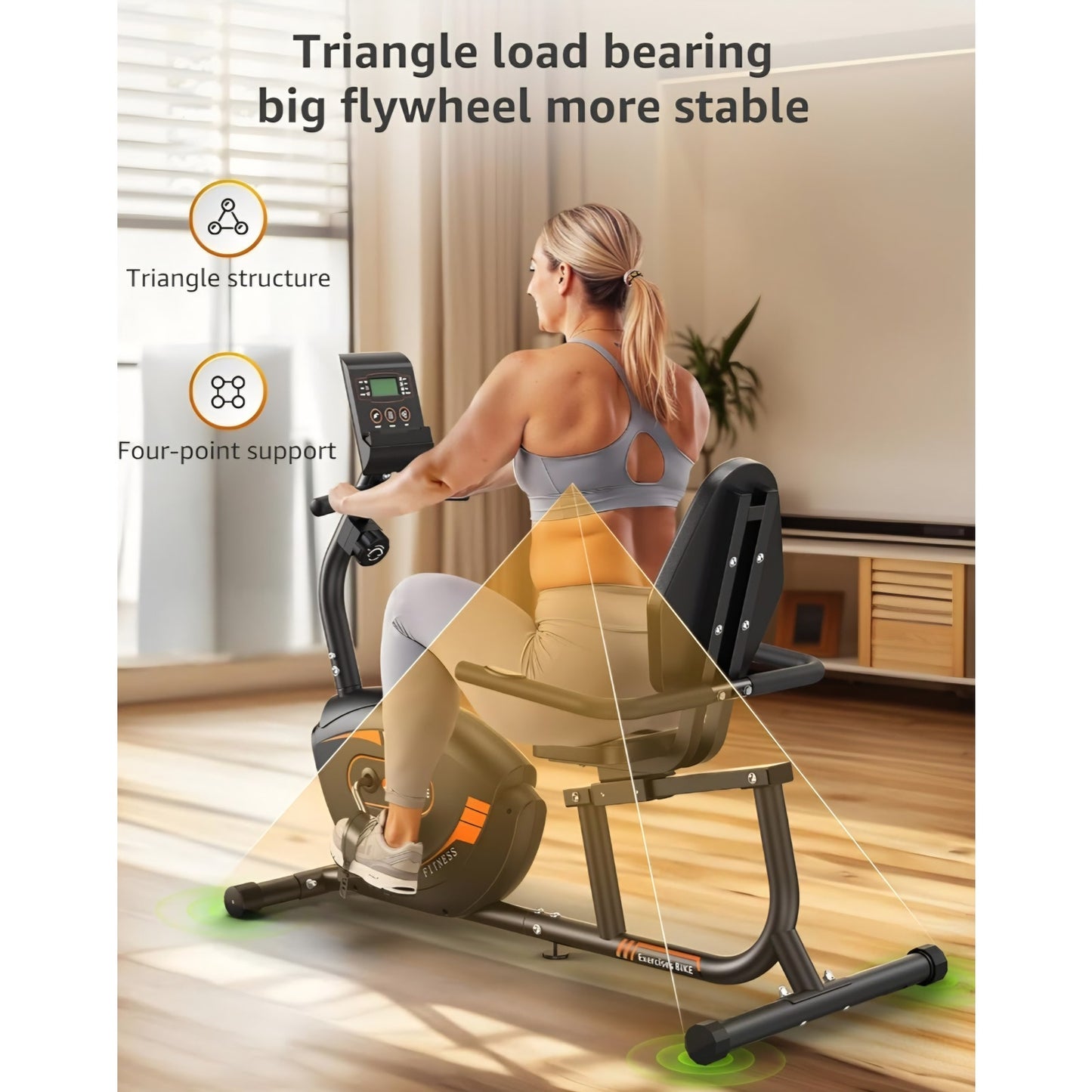 JEEKEE Recumbent Exercise Bike for Seniors,Stationary Bikes for Home, 300LB Capacity & 16 Levels