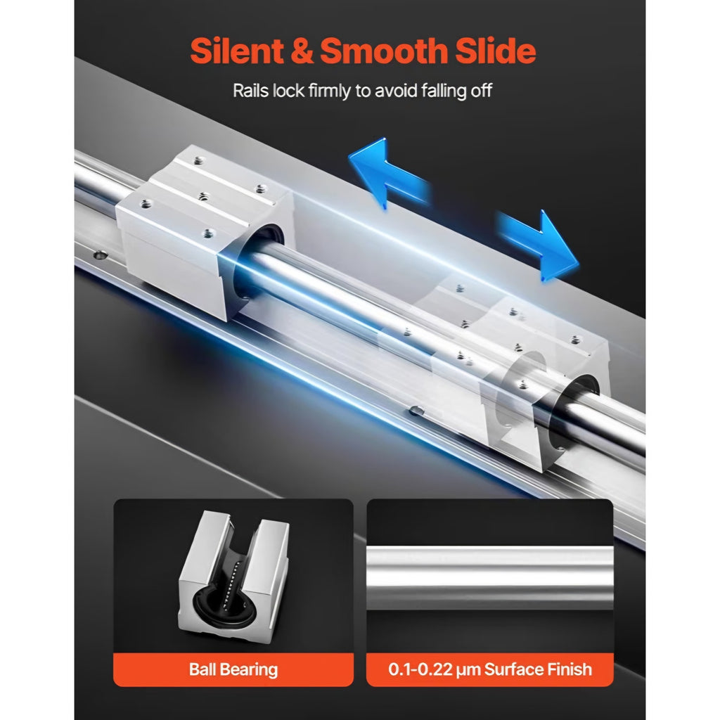 VEVOR Linear Rail Kit, SBR20, 2Pcs 2000 mm (78.74 inch) Linear Motion Guide Rails and 4Pcs