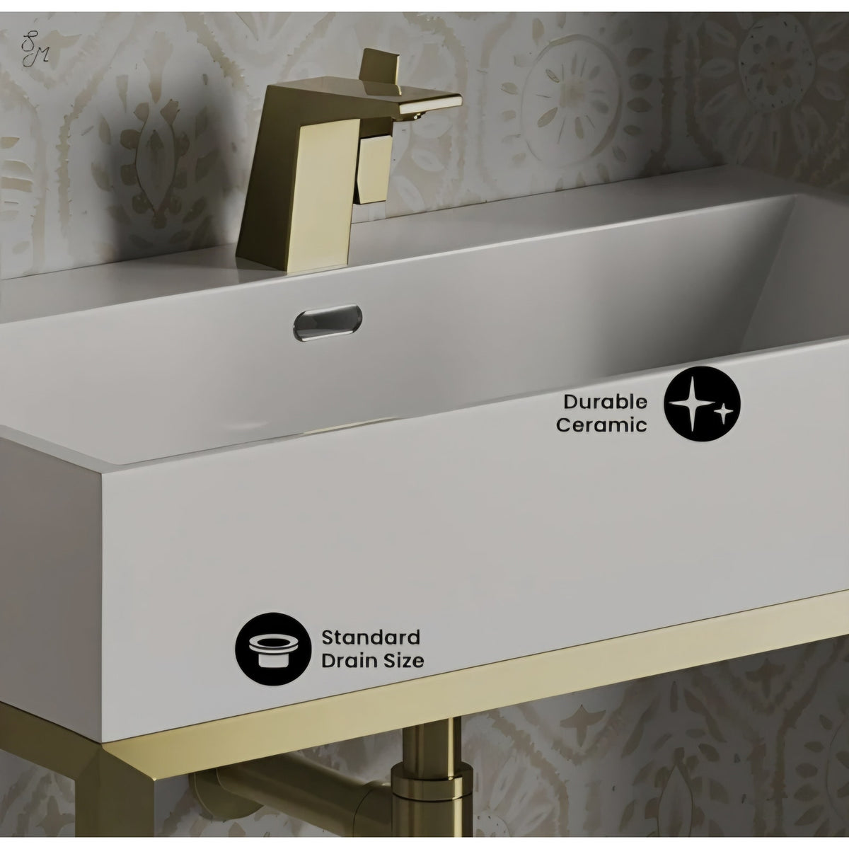 Concorde 30" Rectangle Console Sink with Brushed Gold Legs
