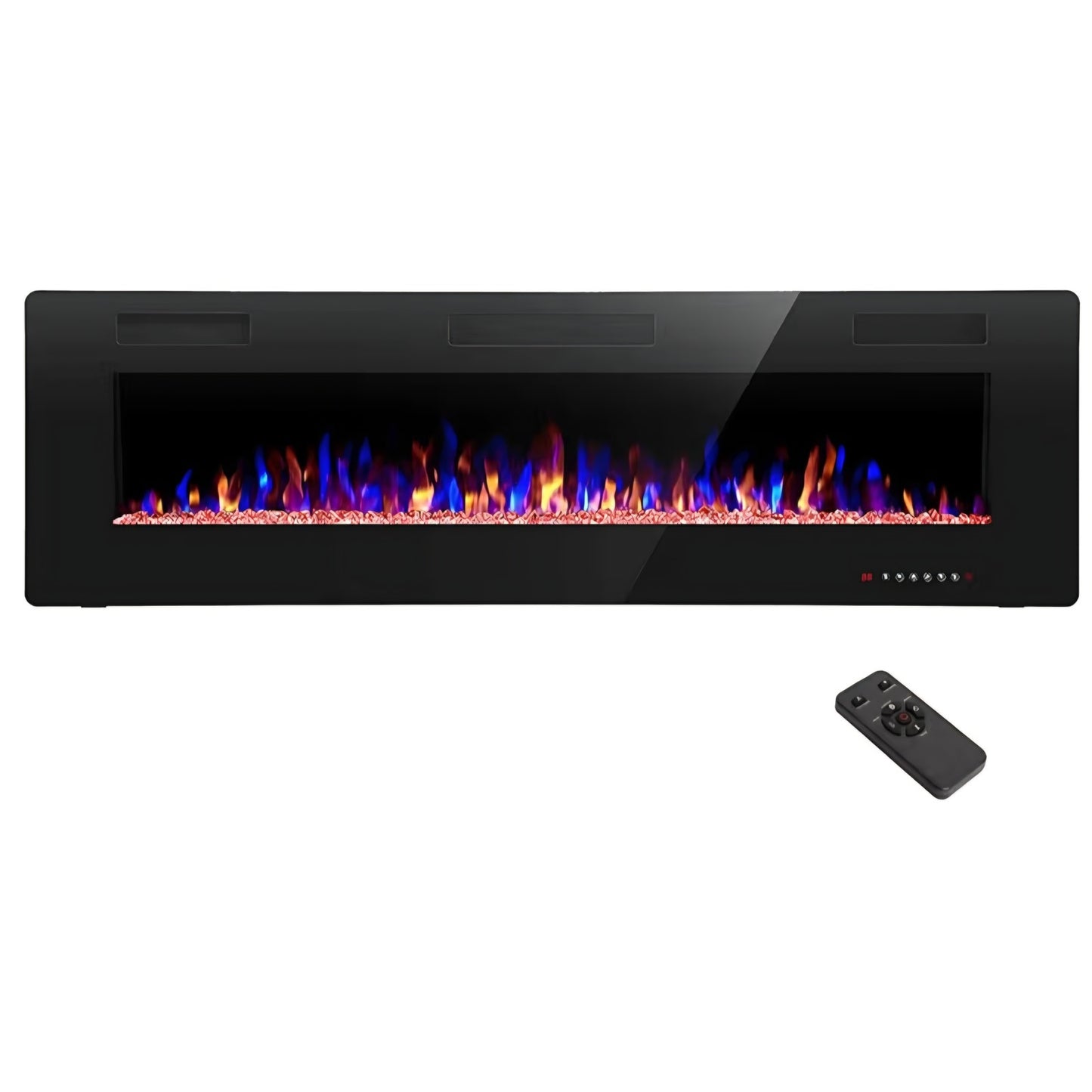 60" Recessed and Wall Mounted Electric Fireplace, Low Noise, Fit for 2 x 6 Stud, Remote Control