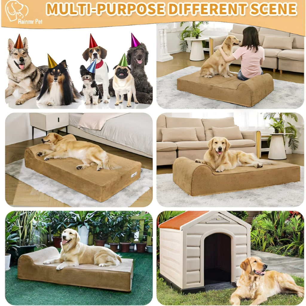 Orthopedic Dog Beds for Large Dogs, 7" Memory Foam Dog Beds with Waterproof Liner