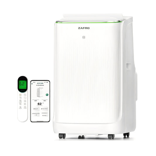 ZAFRO Smart Inverter Portable Air Conditioners, 14000 BTU (10000 BTU SACC) Dual Hose Portable AC