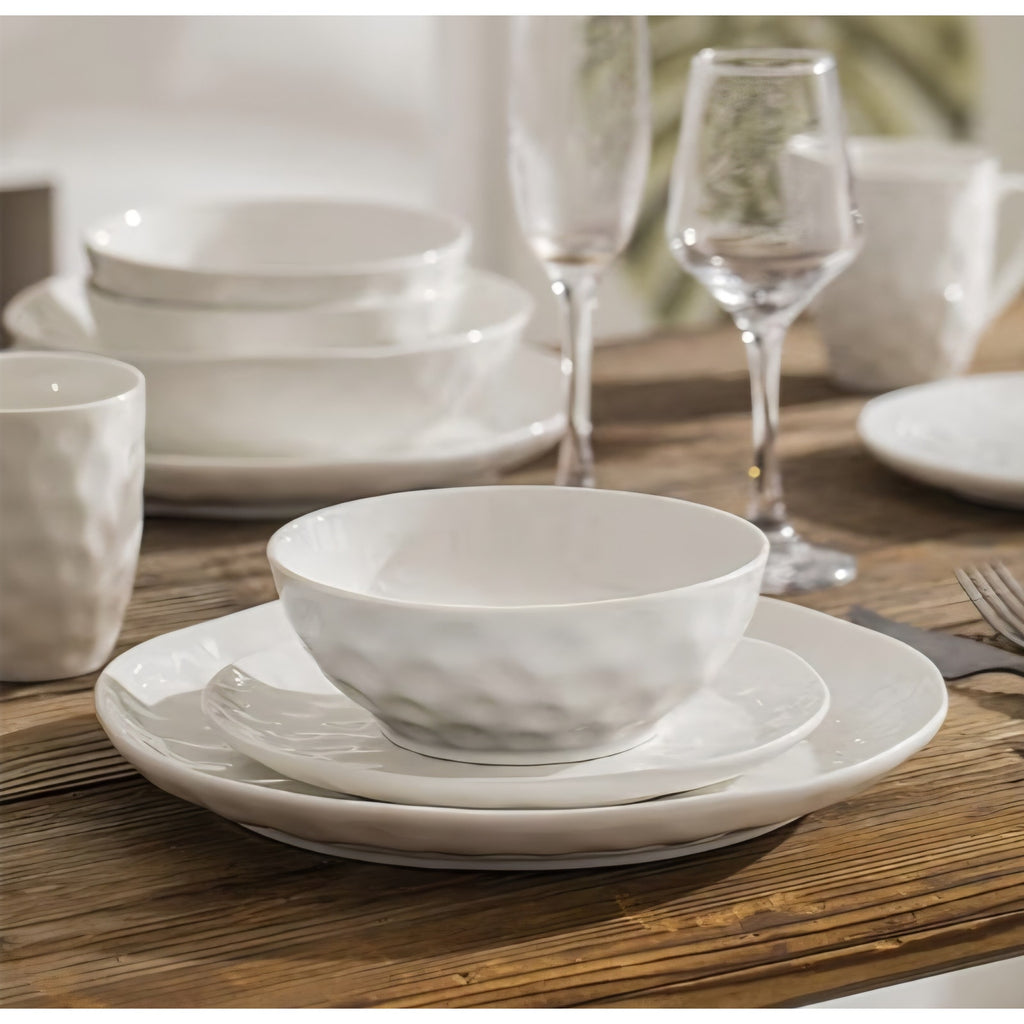 HOMBENE Large Dinnerware Set 16 Piece Service for 4, Plates and Bowls Sets, High-fired at 2372°F