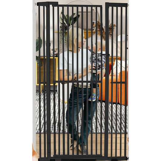 71 inch Extra Tall Gates for Cats, Adjustable 29.92" and 48.03" Wide Baby Gate, Pressure Mounted Full Door Pet Gate for Doorway, Stairs,House (Black, 71 Inch)