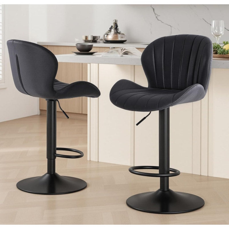 Sweetcrispy Bar Stools Set of 2, Swivel Adjustable Height Fabric Bar Chair Barstools Counter Height