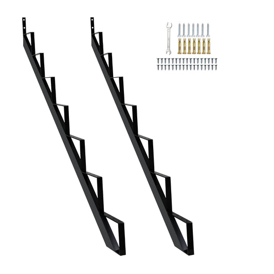 Heavy Duty Steel Stair Riser 7 Step, Metal Stair Stringer for Deck Height 58 inches, Stair Step