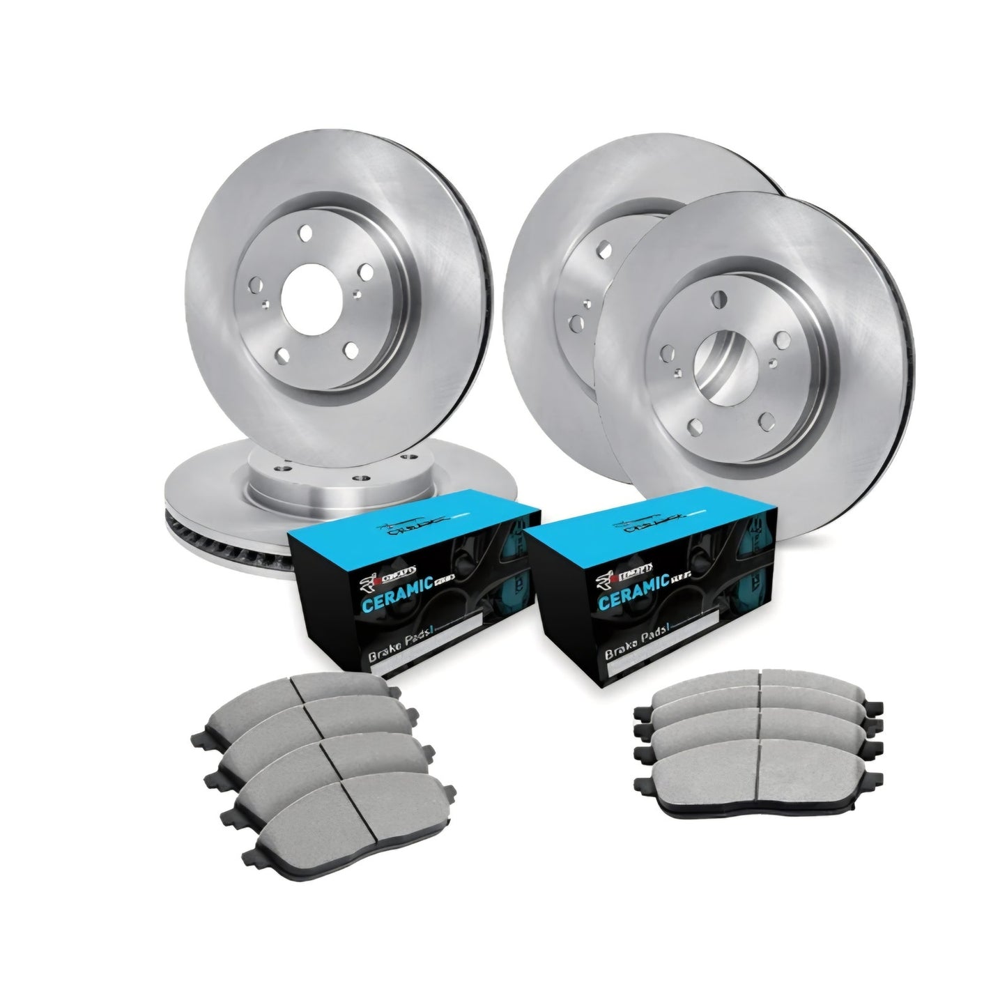 R1 Concepts Front and Rear Brakes and Rotors| Blank Brake Rotors| Front and Rear Ceramic Brake Pads