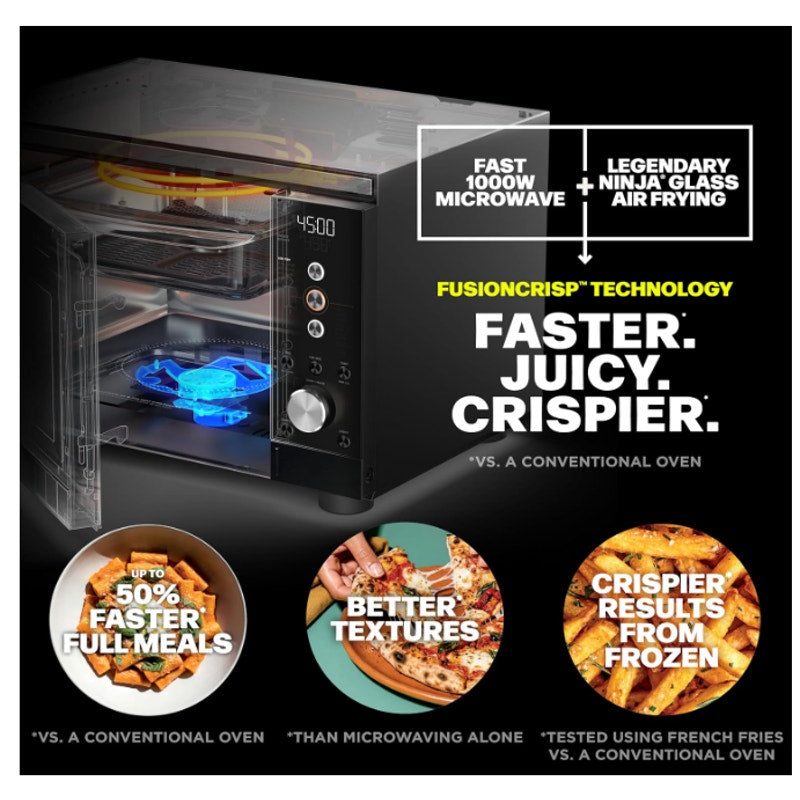 Ninja MW101BK1 Crispi Microwave and Air Fryer with FusionCrisp, 0.9 Cu Ft, Black