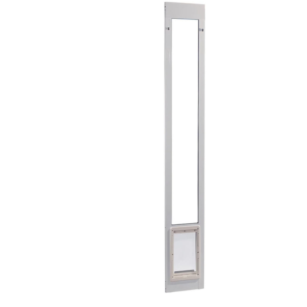 Medium Aluminum Pet Patio Door, Adjustable Height 77-5/8" to 80-3/8", 7" x 11-1/4" Flap Size, Medium White