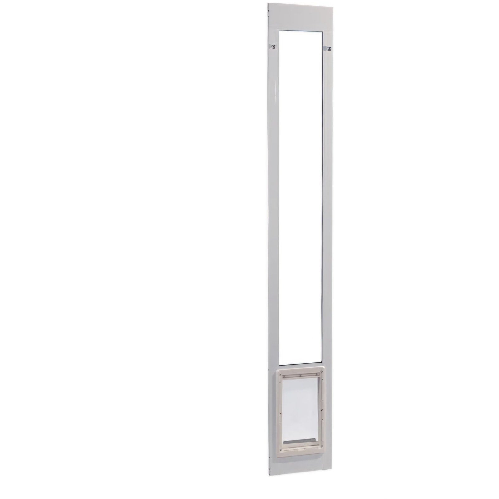 Medium Aluminum Pet Patio Door, Adjustable Height 77-5/8" to 80-3/8", 7" x 11-1/4" Flap Size, Medium White