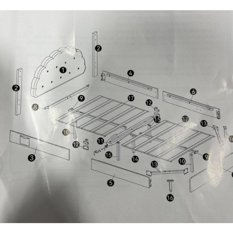 Decofy Full Size Bed Frame with Headboard and LED Lights, Cloud Floating Upholstered Bed Frames