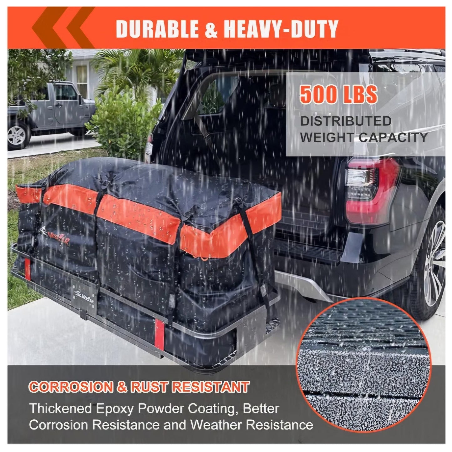 Hitch Mount Cargo Carrier Rack Basket 60"*20"*6"+Waterproof Bag 16 Cu.Ft.
