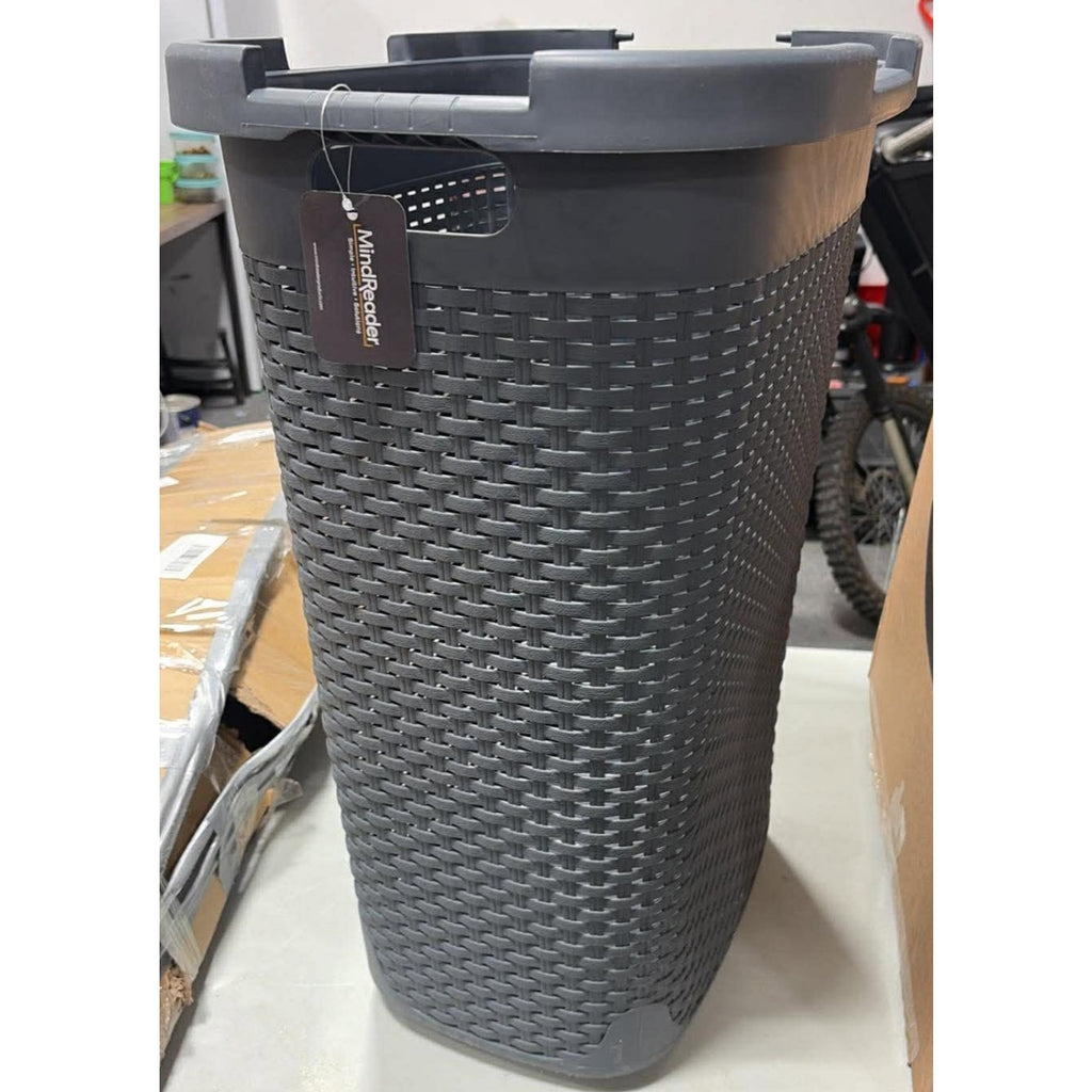 Mind Reader Slim Laundry Hamper with Lid, 60L Tall Clothes Basket