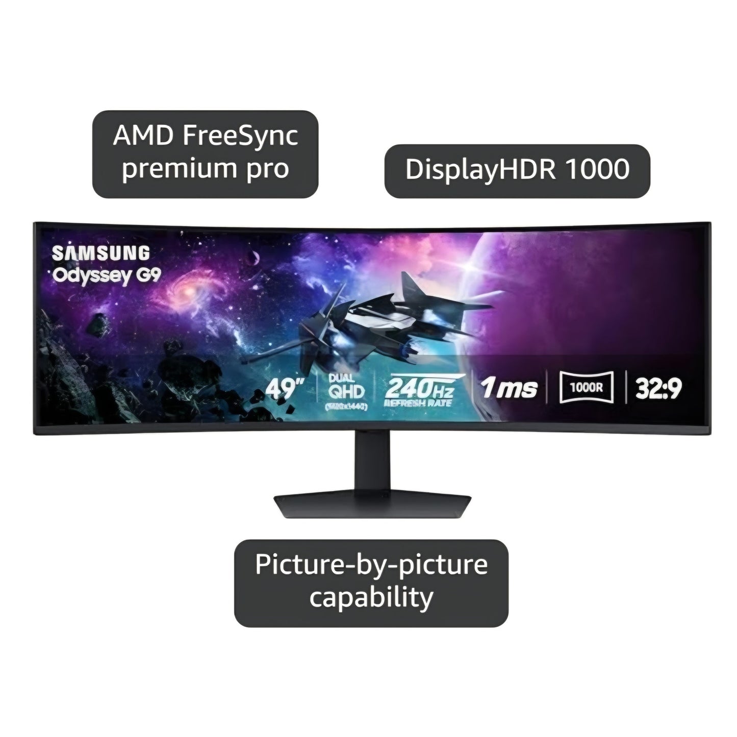 SAMSUNG 49" Odyssey G9 (G95C) Series DQHD 1000R Curved Gaming Monitor,240Hz,1ms(GtG)DisplayHDR 1000