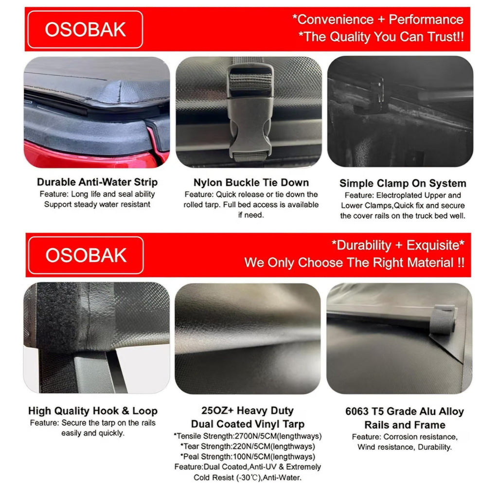 Soft Quad FOLDTruck Bed Tonneau Cover Compatible 2002-2026 Dodge Ram 1500 2003-2026 Ram 2500 3500