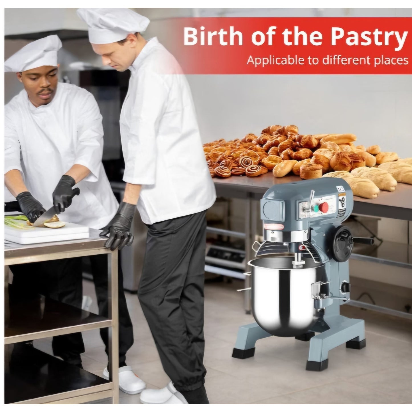 15 QT Commercial Food Mixer - Powerful 600W Motor, 3 Speeds, Stainless Steel Bowl & Attachments