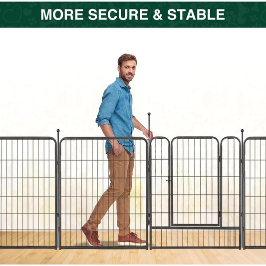 Dog Playpen Outdoor, 16 Panels 40" High Metal Dog Fence with Gate, Pet Fence for Large/Small Dogs, Portable Dog Fence for RV Camping, Yard