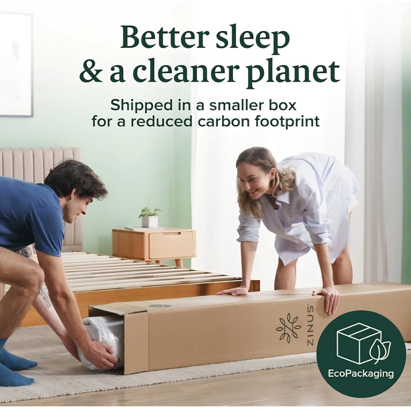 ZINUS 12 Inch Green Tea Memory Foam Mattress [New Version], Fiberglass free, Medium Firm Feel,
