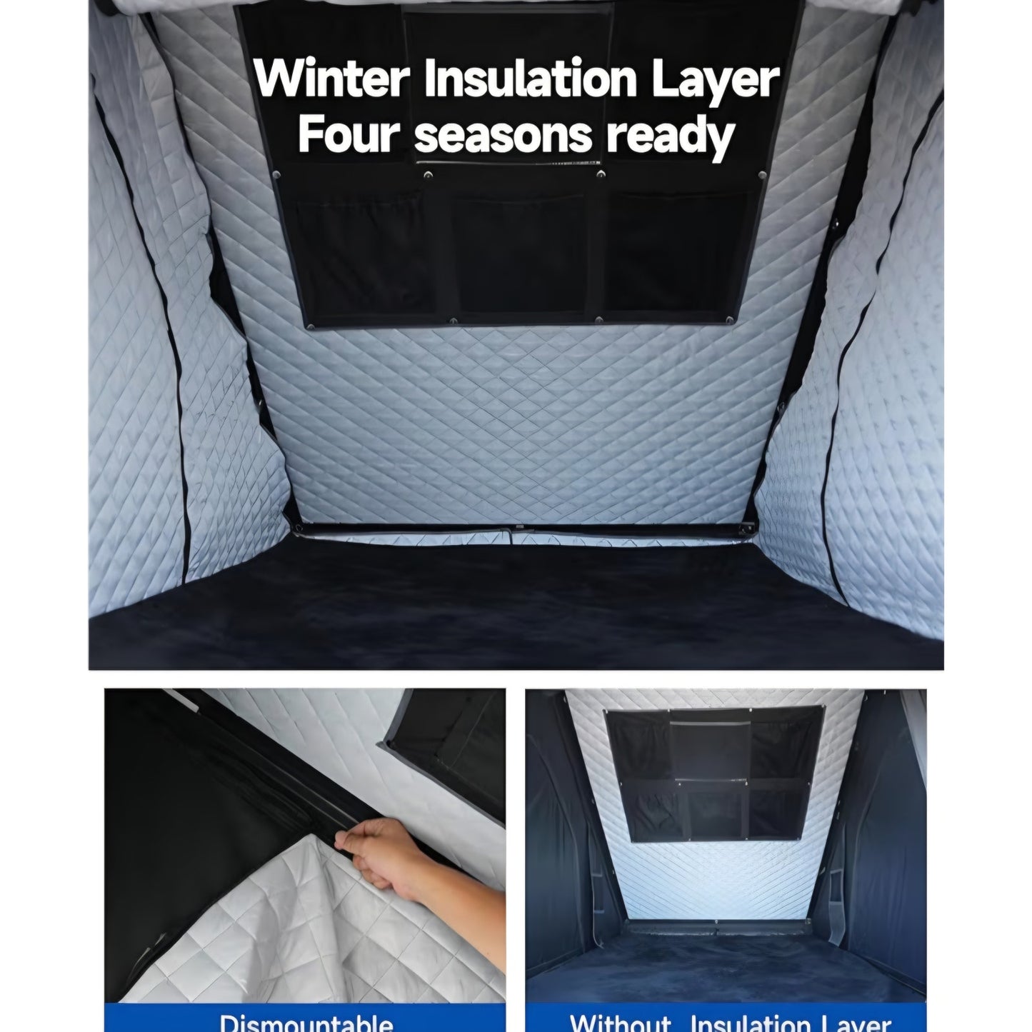 Rooftop Tent Hard Shell with Winter Thermal Layer,Solar Panel Roof top