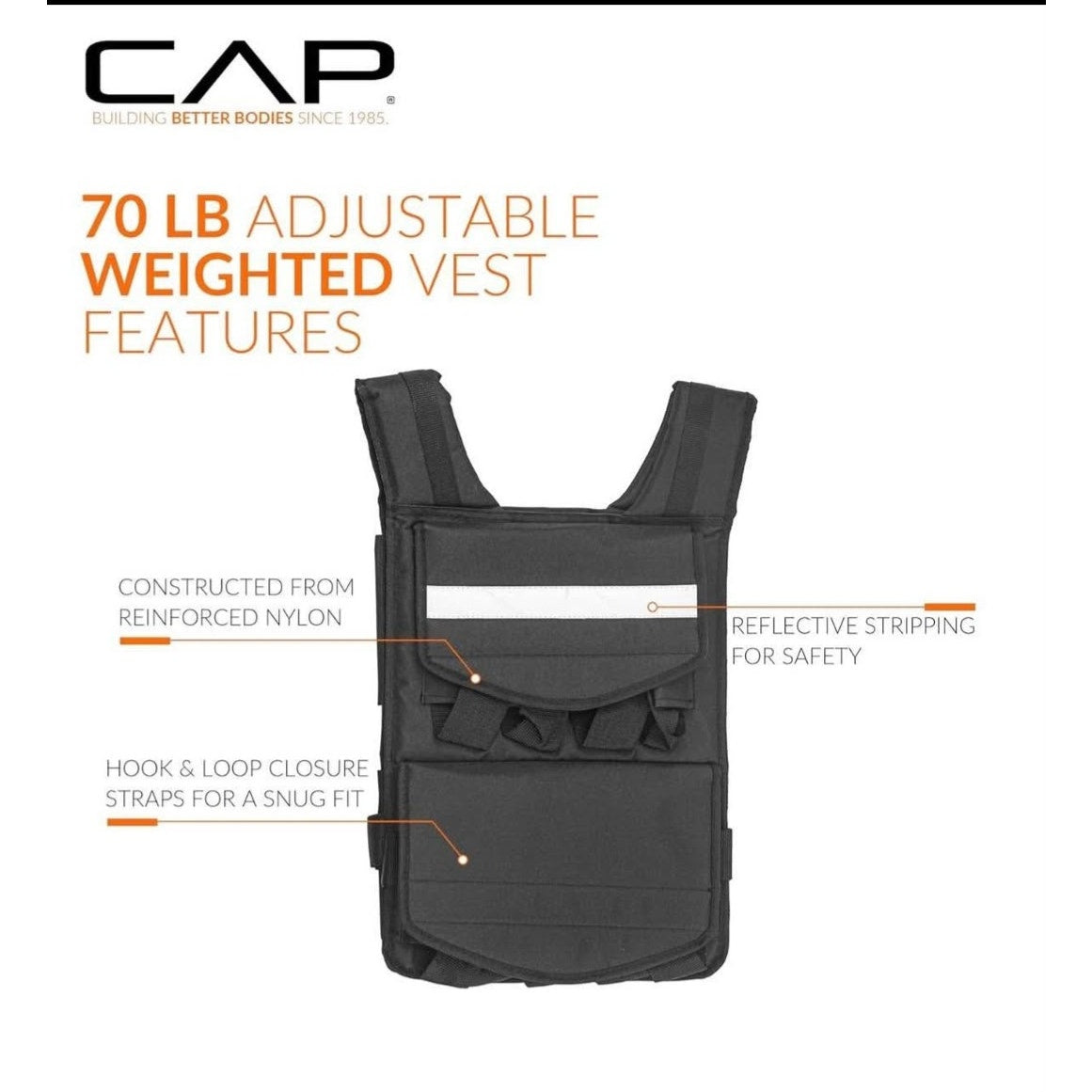 CAP Barbell Adjustable Weighted Vest | Various Sizes 70 lb