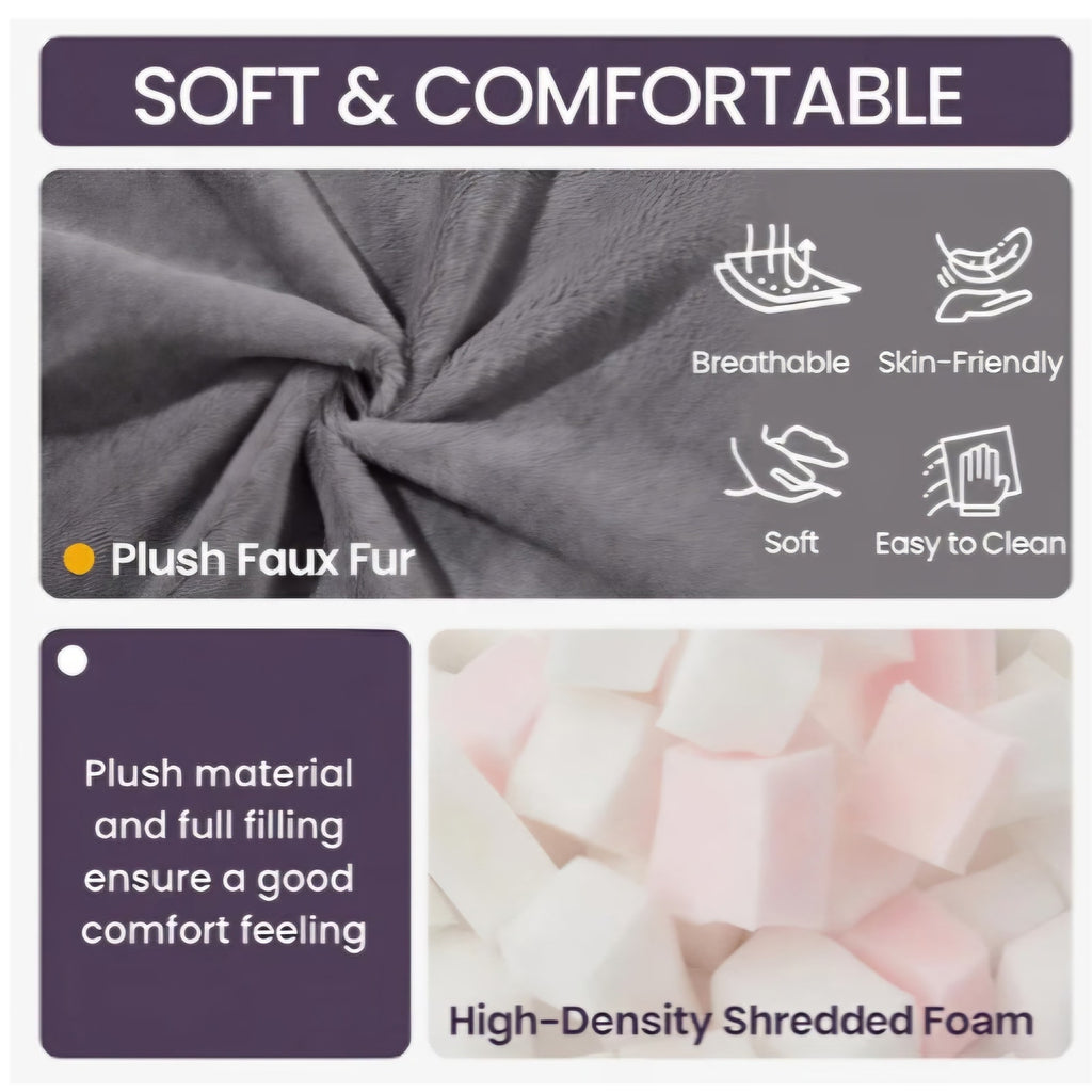 Giant Bean Bag Chair with Lumbar Pillow & Armrests, Oversized Dark Gray Faux Fur Bean Bag Couch