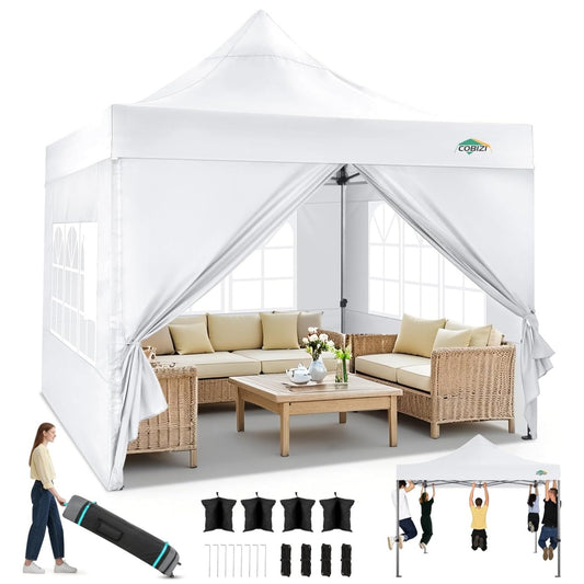 COBIZI 10x10 Pop up Canopy Tent Heavy Duty with 4 Sidewalls, Easy Set-up Commercial Outdoor tent