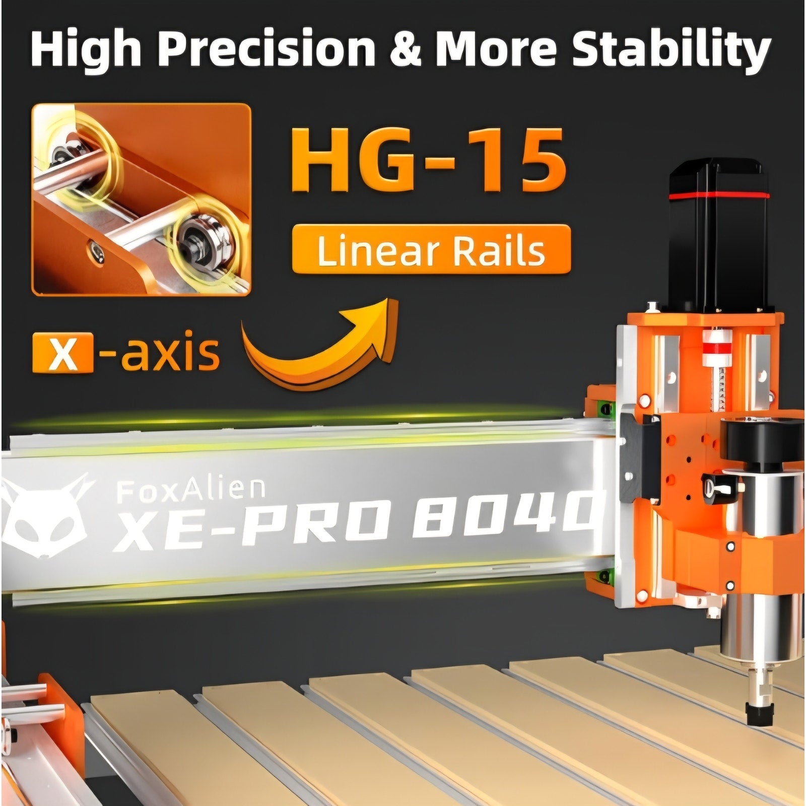 FoxAlien CNC XE-PRO 8040 X-axis Extension Kit with Upgraded Hybrid Spoilboard Worktable