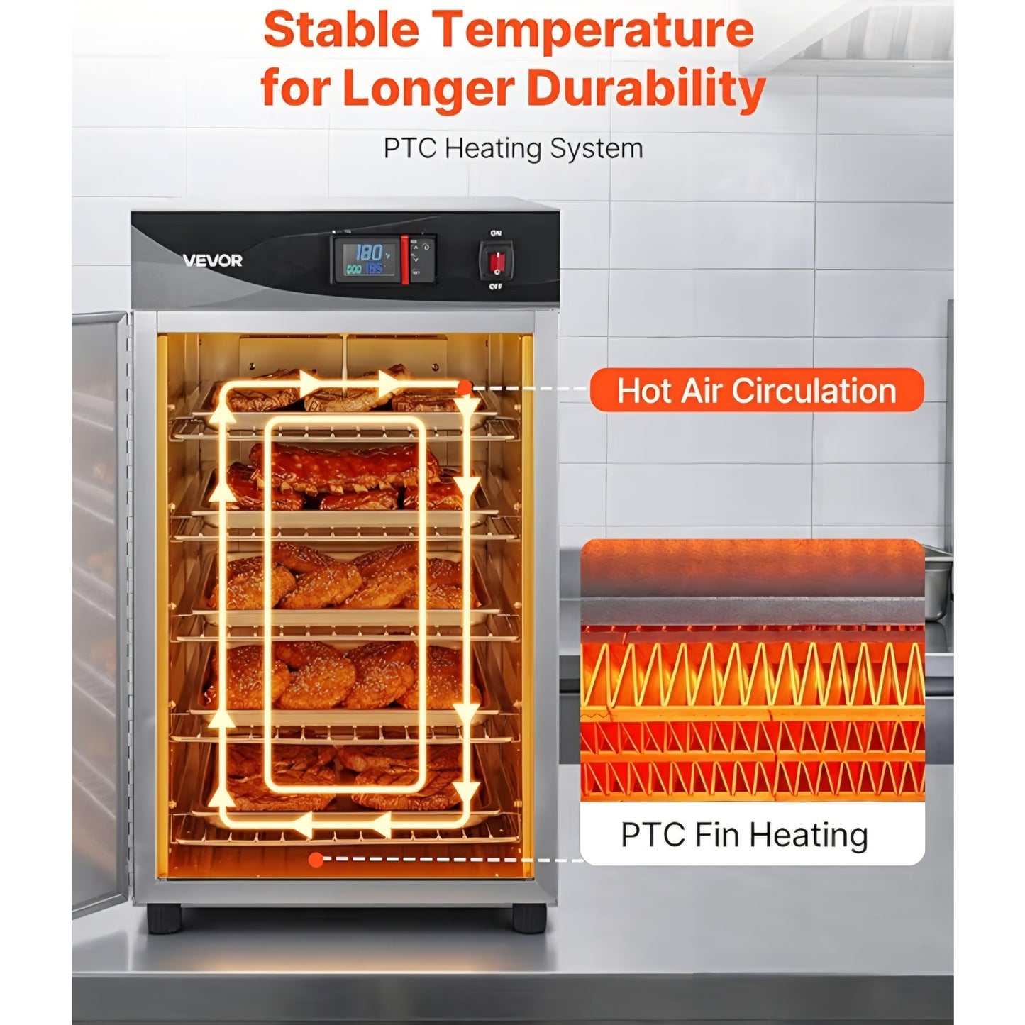 Electric Hot Box Food Warmer, 5-Tier Commercial Warming Cabinet with Water Tray