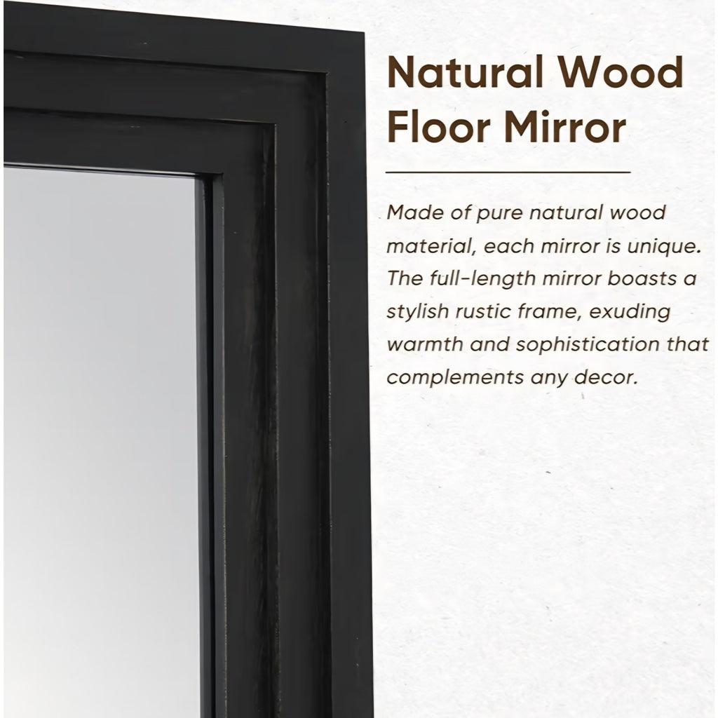 Full Length Mirror, 81"x41" Wooden Mirror Full Length with Stand Wood Floor Mirror