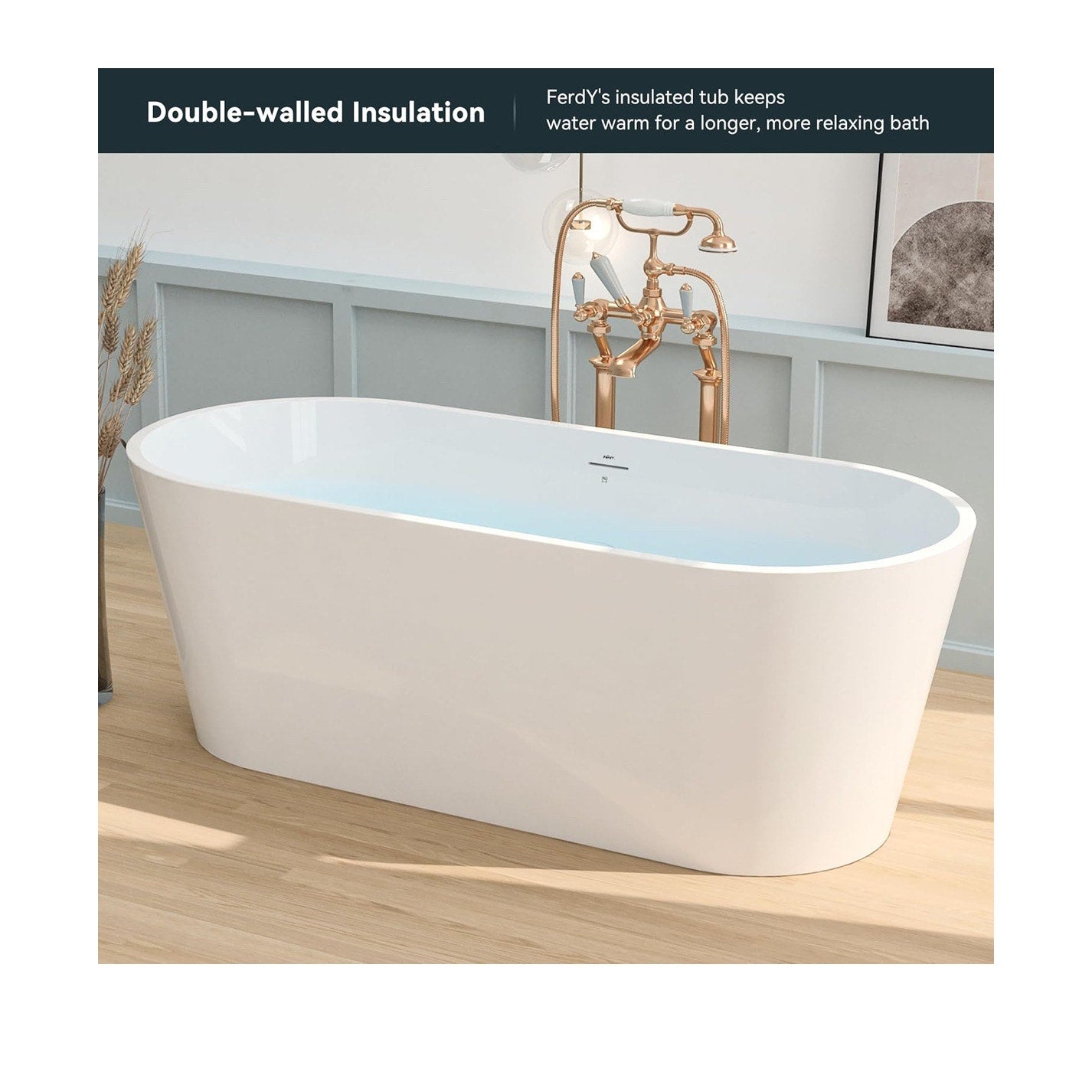 FerdY 67" Shangri-La Elite, Acrylic Freestanding Bathtub