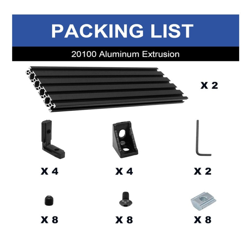 4Pack 20100 T Slot Aluminum Extrusion 800mm Black