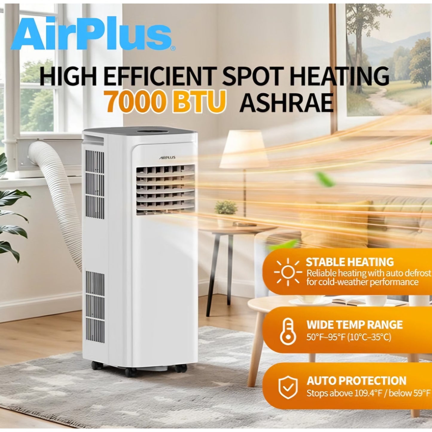 AIRPLUS 2026 Upgraded Portable Air Conditioner 12000 BTU with Heat, 4-in-1 AC Unit, Cooling