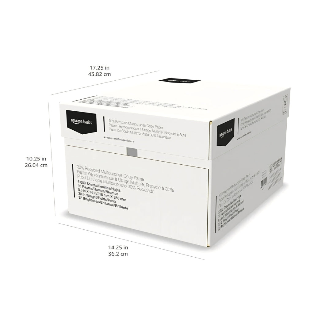 30% Recycled Multipurpose Copy Printer Paper, 8.5 x 14 Inches, 20 lb, 10 Ream