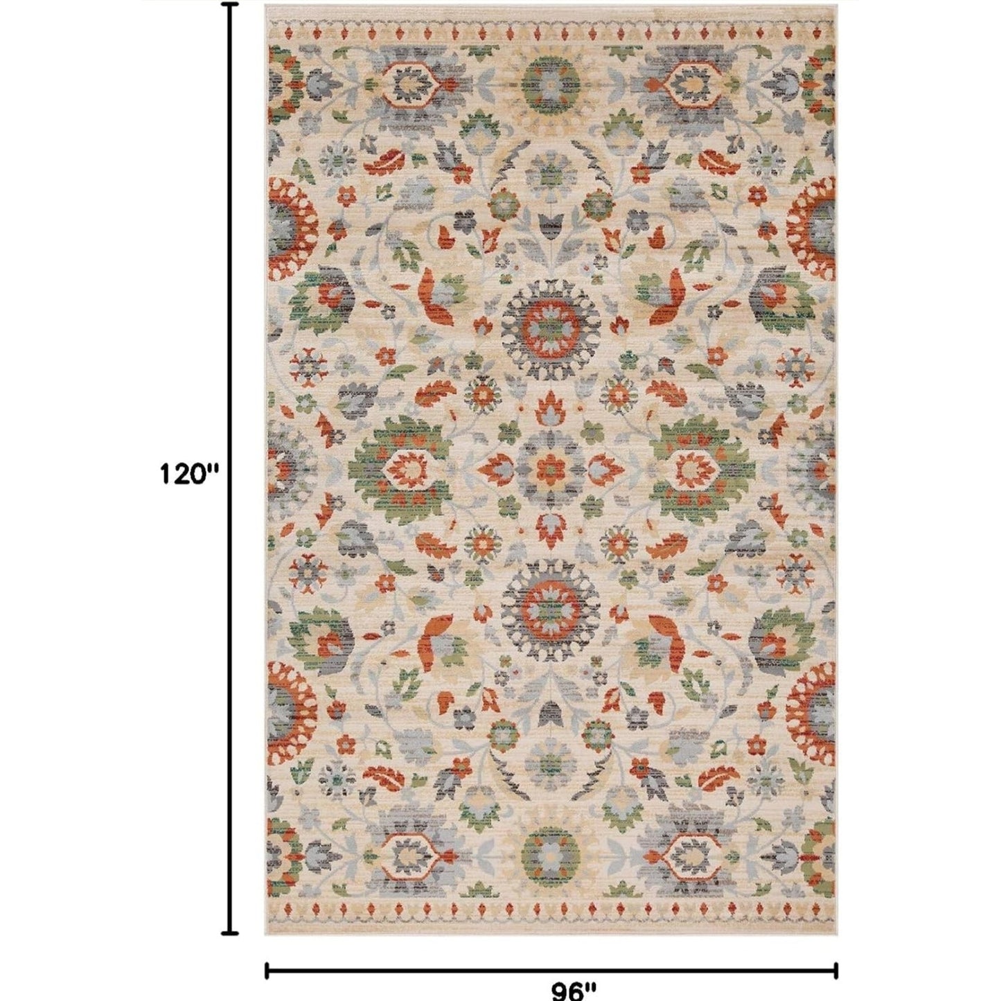 Indoor Large Area Rug, Jute Backing Rugs for Living Room 8' x 10', Ivory