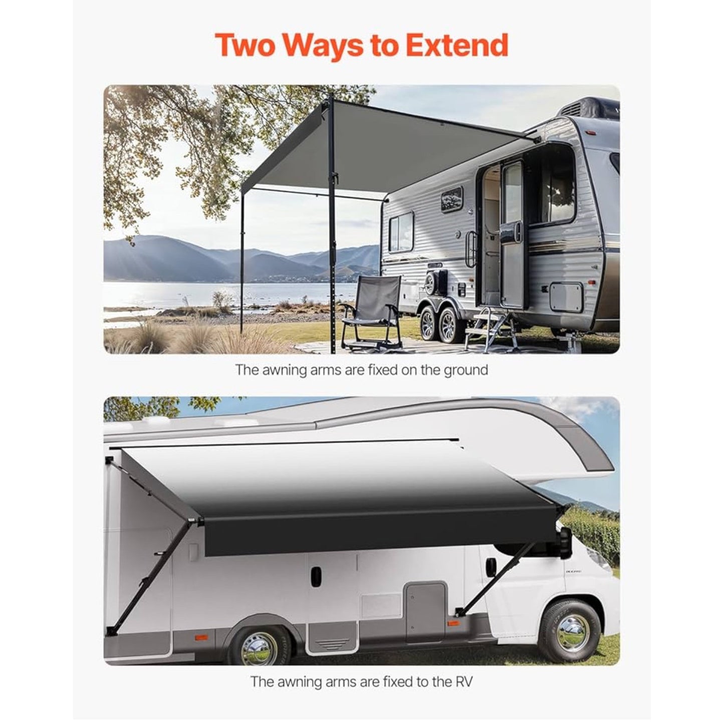 VEVOR Manual RV Awning Complete Kit, 14' Retractable Awning with Aluminum Alloy