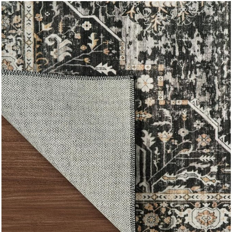Living Room 12x18 Area Rug - Large Washable Area Rugs with Non Slip Stain Resistant 12x18 Black