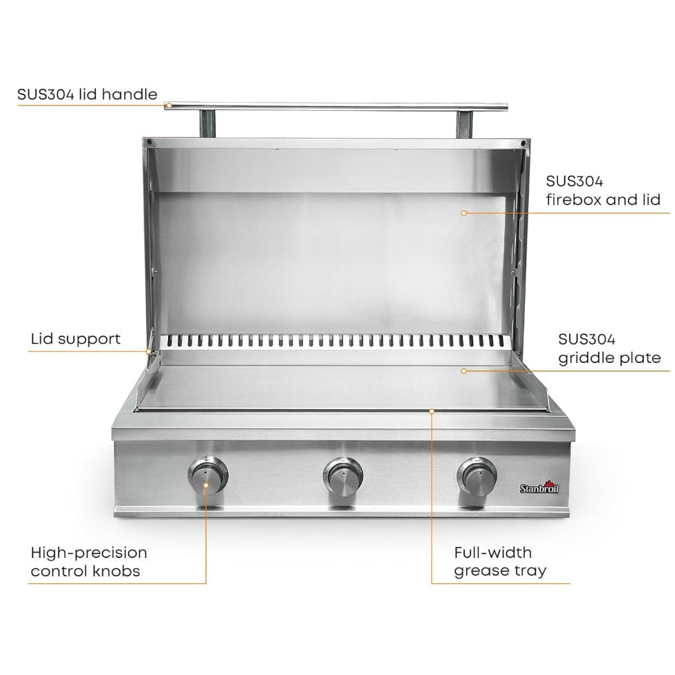 Stanbroil 36-Inch Built-In Natural Gas Griddle for Outdoor Kitchen
