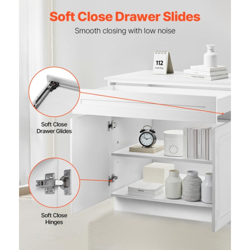 White Shaker Base Cabinet with Drawer 30-Inch Unassembled Drawer 30" W x 24" D x 34.5" H
