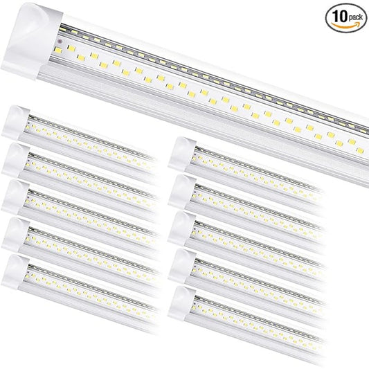 ONLYLUX 8Ft LED Shop Light Fixture, 100W 15000LM 6500K, Linkable with Plug Shop Lights, Pack of 10