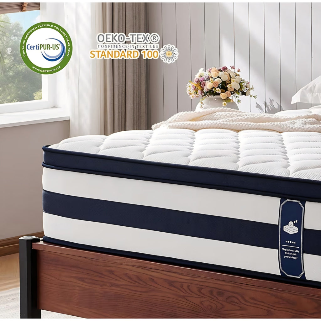 Twin Size Mattress, 12 Inch Gel Memory Foam Sprung Hybrid Mattress, Cooling and Pressure Relief
