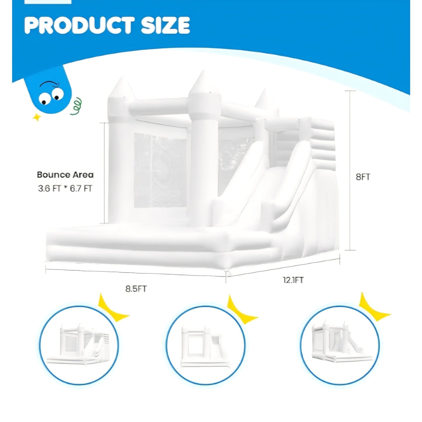 Bounce House Medium to Large White Bounce House Inflatable Castle 12FTx8.5FT
