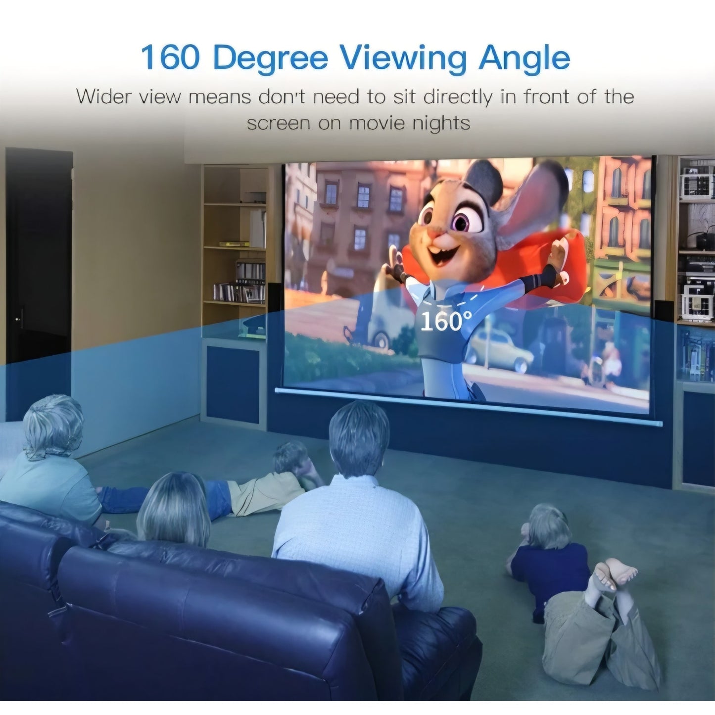 100 Inch Motorized Projector Screen - 16:9 HD Electric Movie Screen with Remote Control, Wall/
