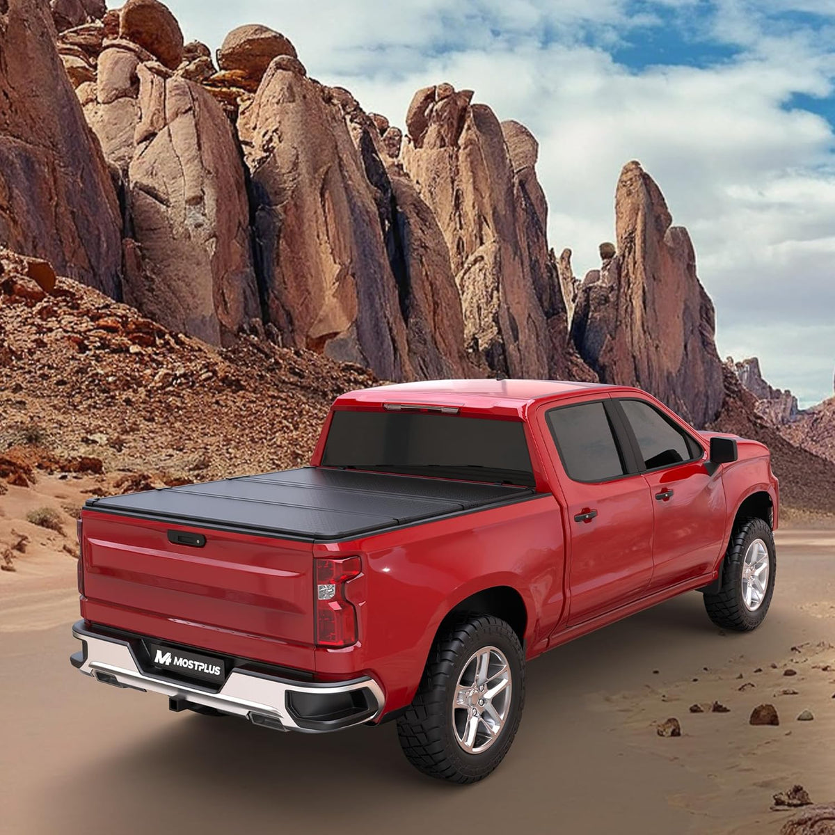 MOSTPLUS Fiberglass Tri Fold Hard Truck Bed Tonneau Cover Comp. 2004-2012 Chevy Colorado, 5 FT Feet