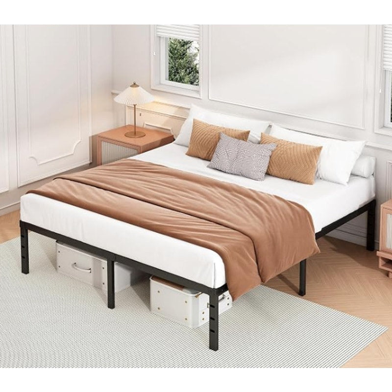 Hafenpo 16 Inch Full Bed Frame, Under Bed Storage, Black | Sturdy Metal Platform Full Size